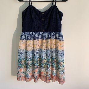 Trixxi Navy Floral Flowy Dress
